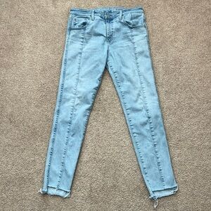 Adriano Goldschmied The Farrah High Rise Skinny Ankle Raw Hem Jeans